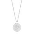 October Birth Flower Marigold Disc Pendant Necklace 14K White Gold