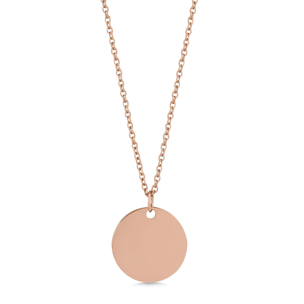 October Birth Flower Marigold Disc Pendant Necklace 14K Rose Gold
