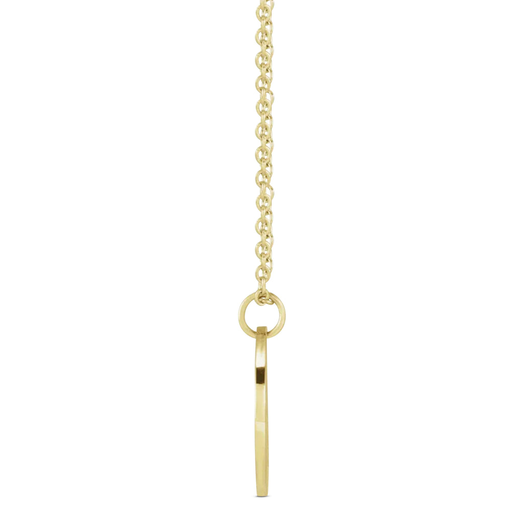 October Birth Flower Marigold Disc Pendant Necklace 14K Yellow Gold