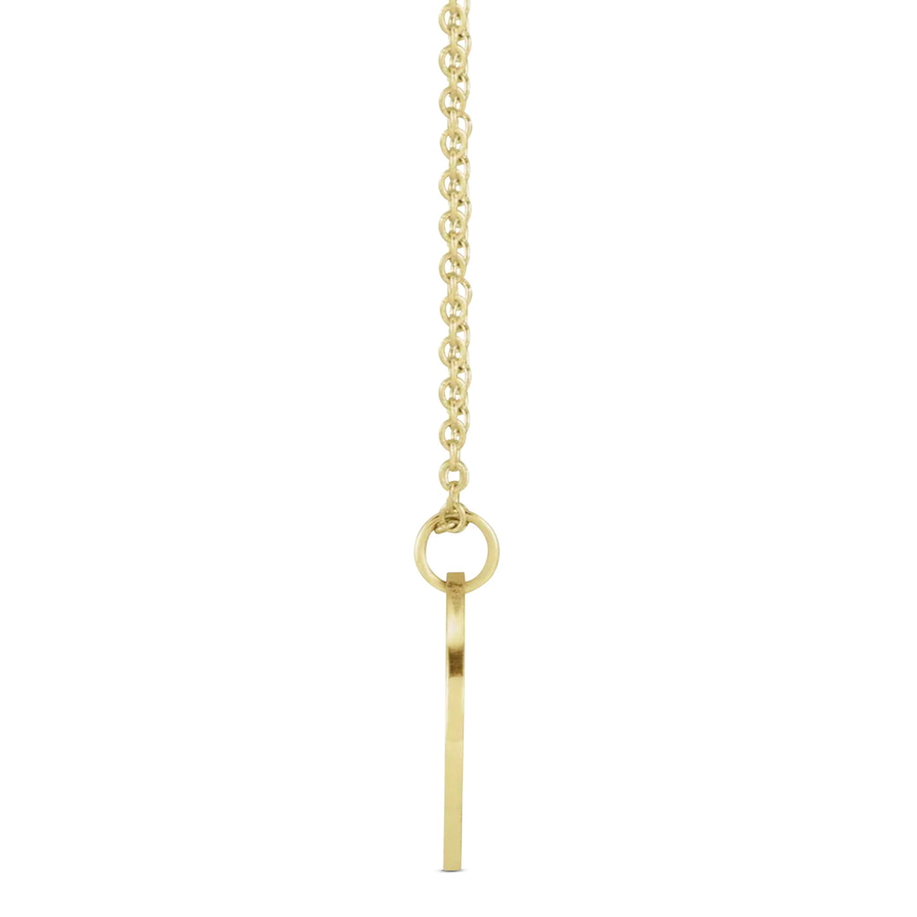 July Birth Flower Waterlily Disc Pendant Necklace 14K Yellow Gold