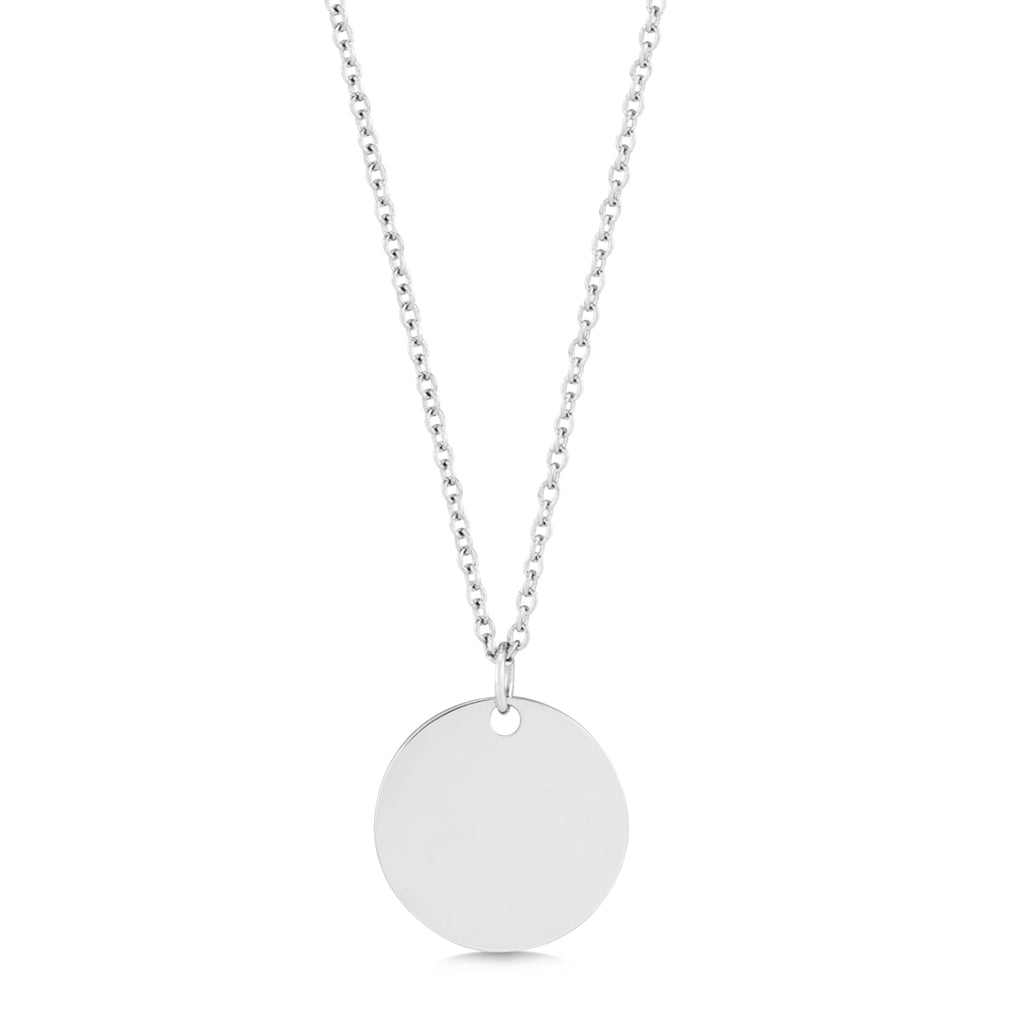 August Birth Flower Poppy Disc Pendant Necklace 14K White Gold
