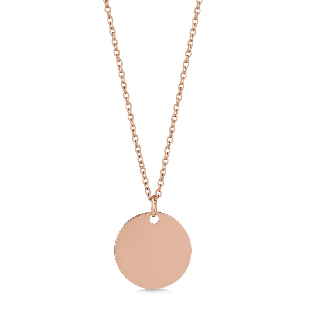 February Birth Flower Violet Disc Pendant Necklace 14K Rose Gold