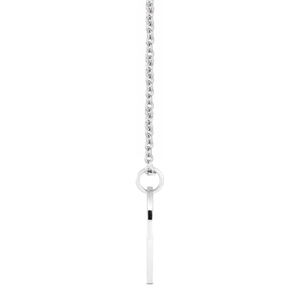January Birth Flower Snow Drop Disc Pendant Necklace Sterling Silver