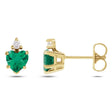 Heart Lab  Emerald & Natural Diamond Stud Earrings 14K Yellow Gold (0.46ct)