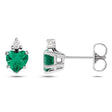 Heart Lab  Emerald & Natural Diamond Stud Earrings 14K White Gold (0.46ct)