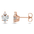 Heart Natural White Sapphire & Natural Diamond Stud Earrings 14K Rose Gold (0.61ct)