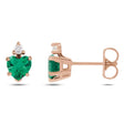 Heart Lab  Emerald & Natural Diamond Stud Earrings 14K Rose Gold (0.46ct)