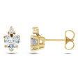 Heart Natural White Sapphire & Natural Diamond Stud Earrings 14K Yellow Gold (0.61ct)