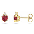Heart Lab  Ruby & Natural Diamond Stud Earrings 14K Yellow Gold (0.62ct)