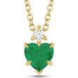 Heart Lab  Emerald & Natural Diamond Pendant Necklace 14K Yellow Gold (0.43ct)