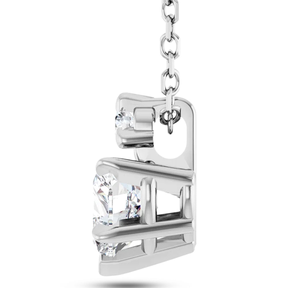 Heart Natural White Sapphire & Natural Diamond Pendant Necklace 14K White Gold (0.58ct)