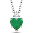 Heart Lab Grown Emerald & Natural Diamond Pendant Necklace 14K White Gold (0.43ct)