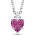 Heart Natural Pink Tourmaline & Natural Diamond Pendant Necklace 14K White Gold (0.49ct)