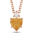 Heart Natural Citrine & Natural Diamond Pendant Necklace 14K Rose Gold (0.45ct)