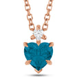 Heart Natural London Blue Topaz & Natural Diamond Pendant Necklace 14K Rose Gold (0.60ct)