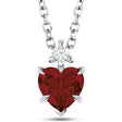 Heart Natural Mozambique Garnet & Natural Diamond Pendant Necklace 14K White Gold (0.63ct)