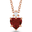 Heart Natural Mozambique Garnet & Natural Diamond Pendant Necklace 14K Rose Gold (0.63ct)
