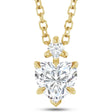 Heart Natural White Sapphire & Natural Diamond Pendant Necklace 14K Yellow Gold (0.58ct)