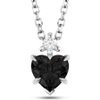 Heart Natural Black Onyx & Natural Diamond Pendant Necklace 14K White Gold (0.38ct)