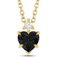 Heart Natural Black Onyx & Natural Diamond Pendant Necklace 14K Yellow Gold (0.38ct)