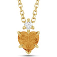 Heart Natural Citrine & Natural Diamond Pendant Necklace 14K Yellow Gold (0.45ct)