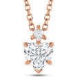 Heart Natural White Sapphire & Natural Diamond Pendant Necklace 14K Rose Gold (0.58ct)