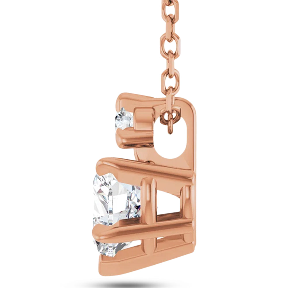 Heart Natural White Sapphire & Natural Diamond Pendant Necklace 14K Rose Gold (0.58ct)