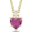 Heart Natural Pink Tourmaline & Natural Diamond Pendant Necklace 14K Yellow Gold (0.49ct)