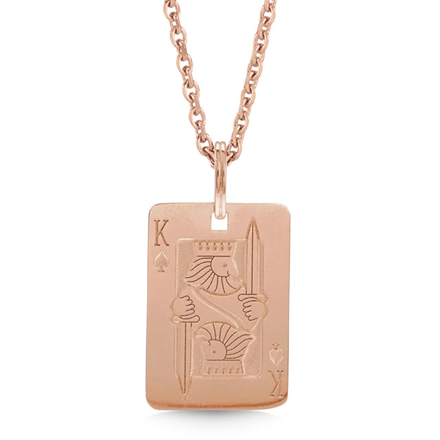 Playing Card Pendant Necklace 14K Rose Gold