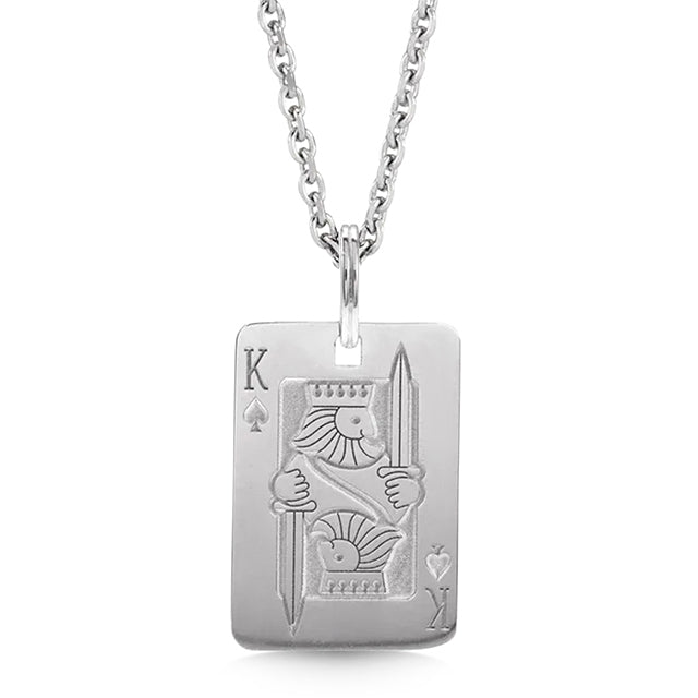 Playing Card Pendant Necklace Sterling Silver