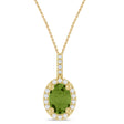 Oval Lab  Peridot & Diamond Halo Pendant Necklace 14K Yellow Gold (0.95ct)