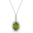 Oval Lab  Peridot & Diamond Halo Pendant Necklace 14K White Gold (0.95ct)