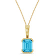Emerald Cut Lab Blue Topaz Pendant Necklace 14K Yellow Gold (2.00ct)