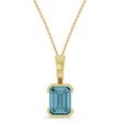 Emerald Cut Lab  Aquamarine Pendant Necklace 14K Yellow Gold (1.40ct)