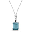 Emerald Cut Lab  Aquamarine Pendant Necklace Sterling Silver (1.40ct)