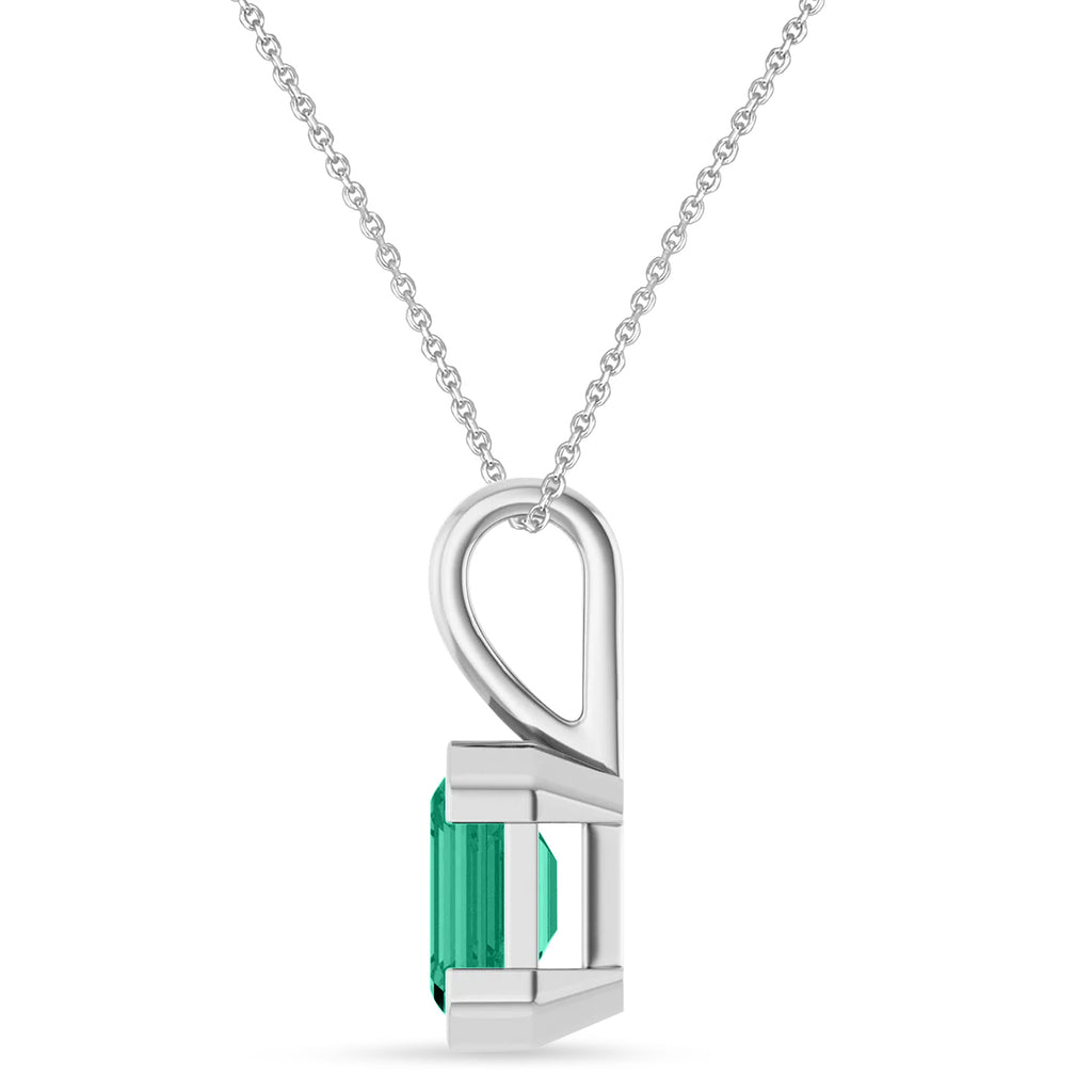 Lab  Emerald Pendant Necklace Sterling Silver (1.30ct)