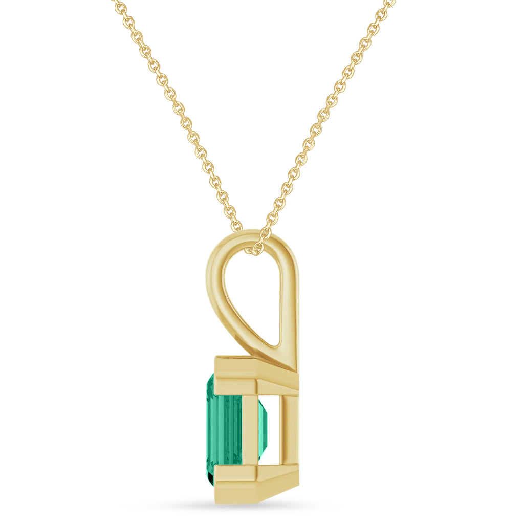 Lab  Emerald Pendant Necklace 14K Yellow Gold (1.30ct)