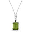Emerald Cut Lab  Peridot Pendant Necklace Sterling Silver (1.60ct)