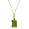 Emerald Cut Lab  Peridot Pendant Necklace 14K Yellow Gold (1.60ct)