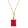 Emerald Cut Lab  Ruby Pendant Necklace 14K Yellow Gold (2.00ct)