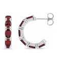 Oval Mozambique Garnet Hoop Earrings 14K White Gold (3.60ct)
