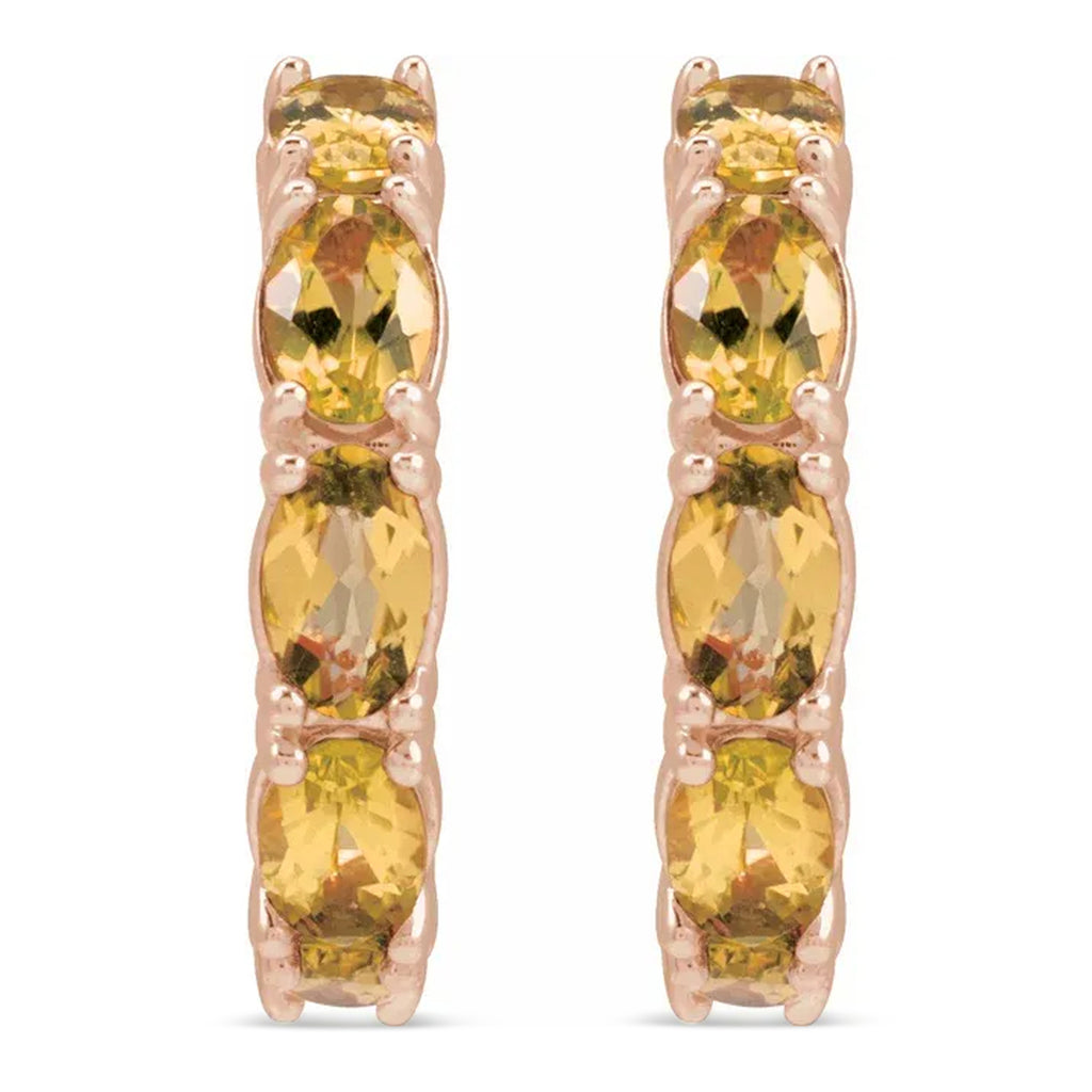 Oval Citrine Hoop Earrings 14K Rose Gold (3.00ct)