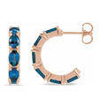 Oval Lab  Blue Sapphire Hoop Earrings 14K Rose Gold (3.36ct)