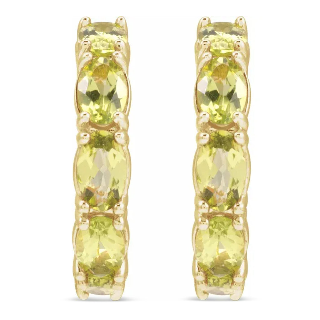 Oval Peridot Hoop Earrings 14K Yellow Gold (3.32ct)