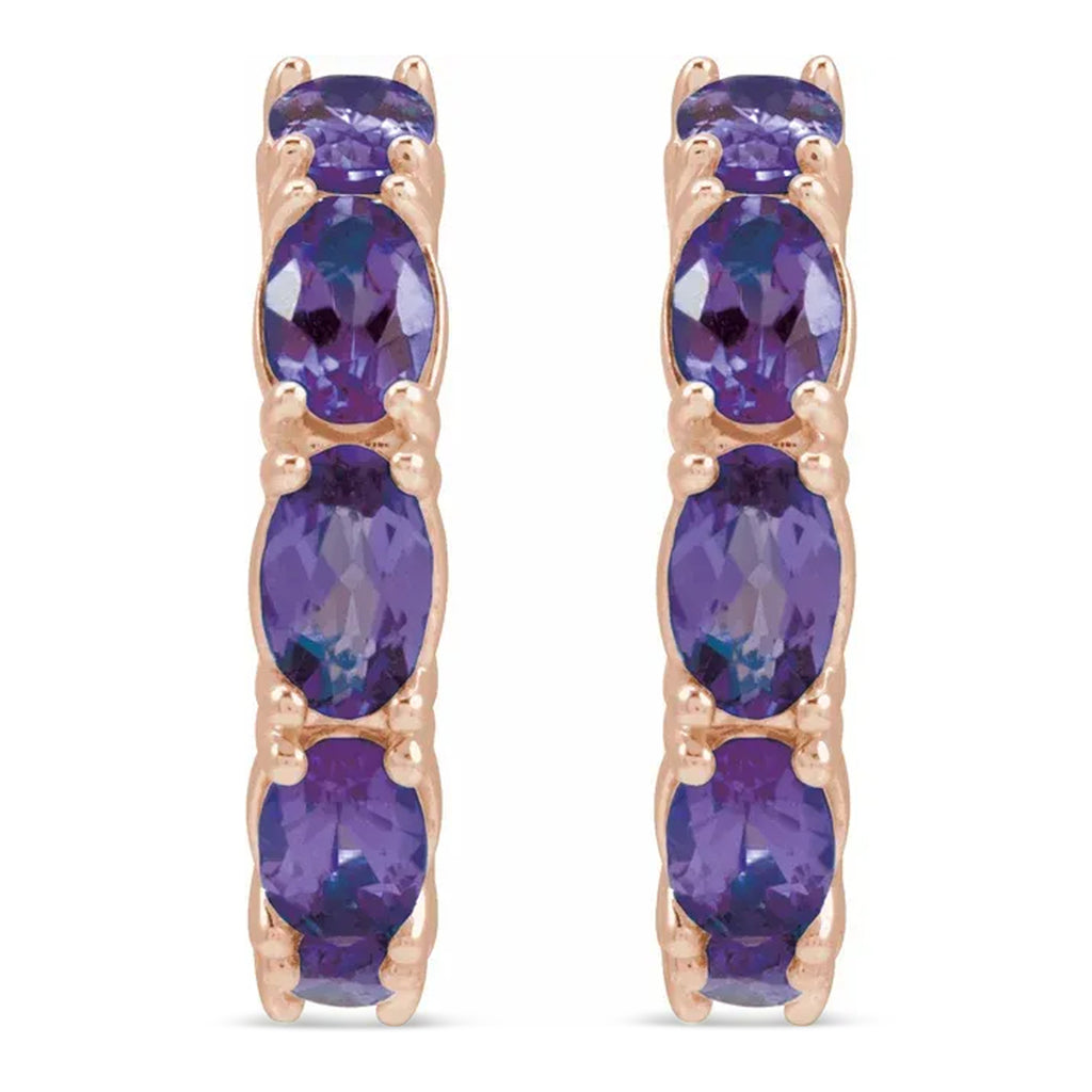 Oval Amethyst Hoop Earrings 14K Rose Gold (2.76ct)
