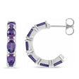 Oval Lab Amethyst Hoop Earrings in Sterling Silver (2.76ct)