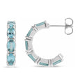 Oval Lab Aquamarine Hoop Earrings 14K White Gold (2.64ct)