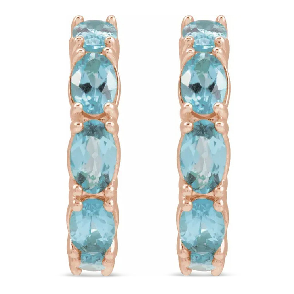 Oval Aquamarine Hoop Earrings 14K Rose Gold (2.64ct)