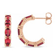 Oval Lab  Ruby Hoop Earrings 14K Rose Gold (3.30ct)