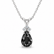 Pear Lab Black Diamond & Lab Diamond Solitaire Pendant 14k White Gold (1.05ct)